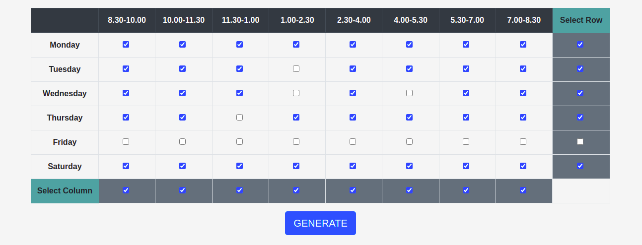 Timeslot Selection